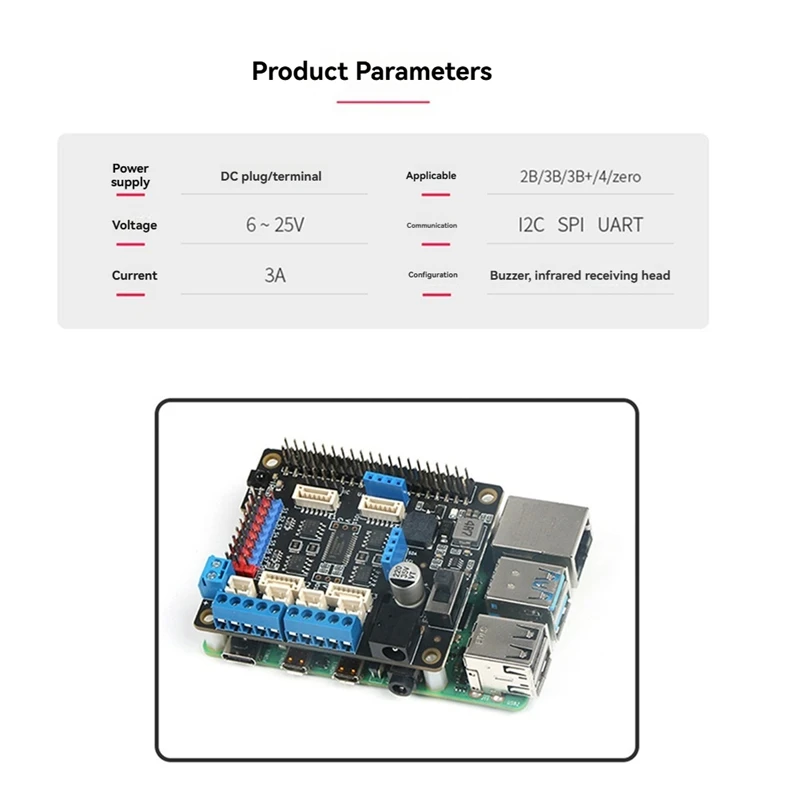 Placa controladora de Motor Robot para niveles de voltaje de 3,3 V/5V adecuada para placa controladora de Motor Raspberry Pi para múltiples motores