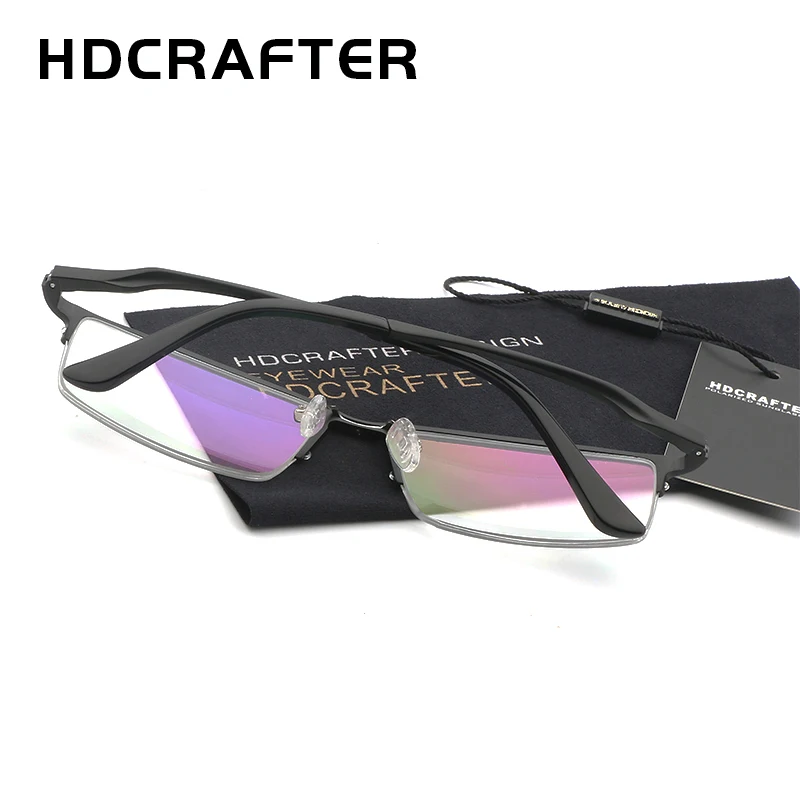 HDCRAFTER Men\'s Optical Glasses Frame Prescription Myopia/Hyperopia Eyeglasses Frames Men Fashion Reading Plain Glasses Eyewear