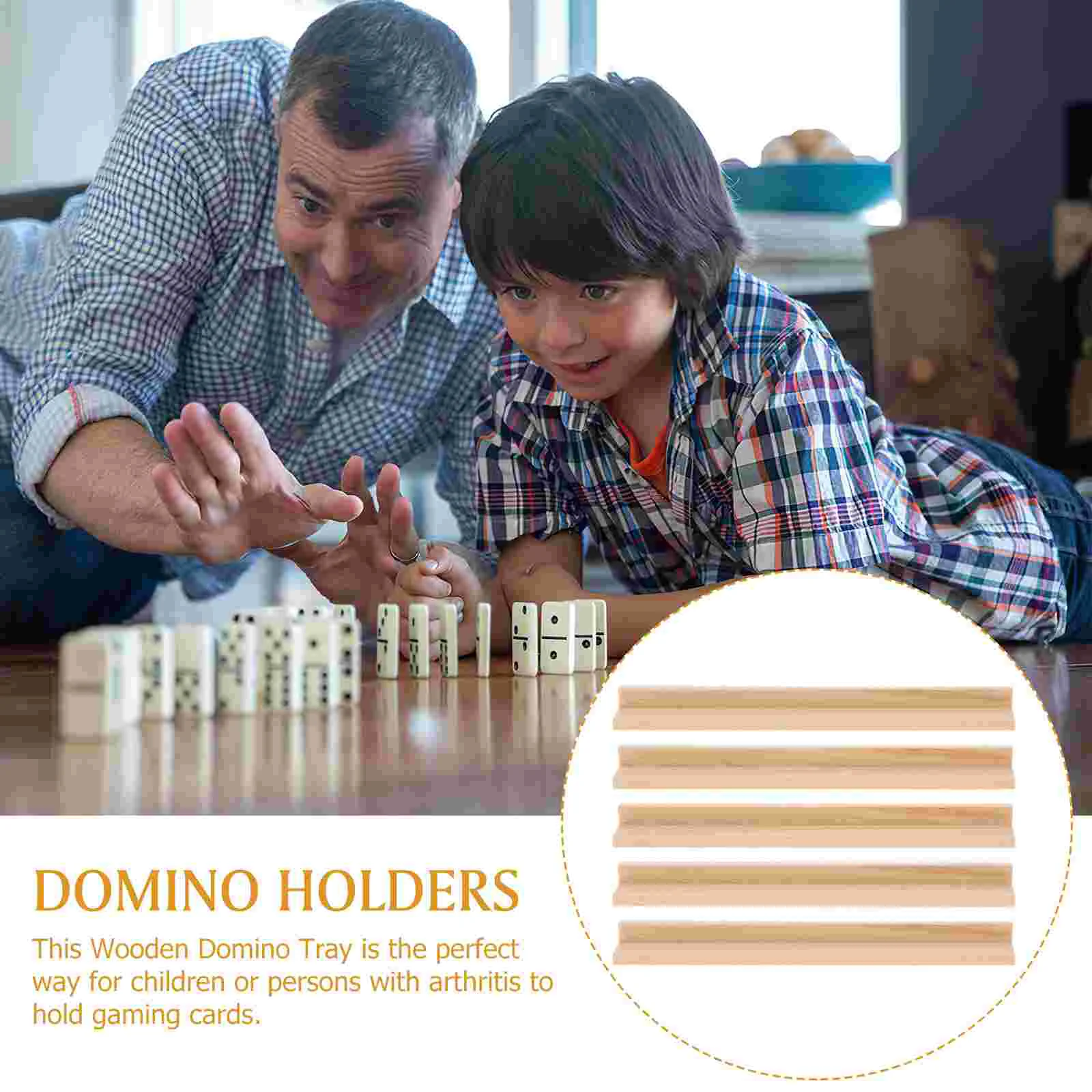 8 Pcs DIY Domino Holders Displaying Base Dominoes Train Wooden Desktop Racks Supply