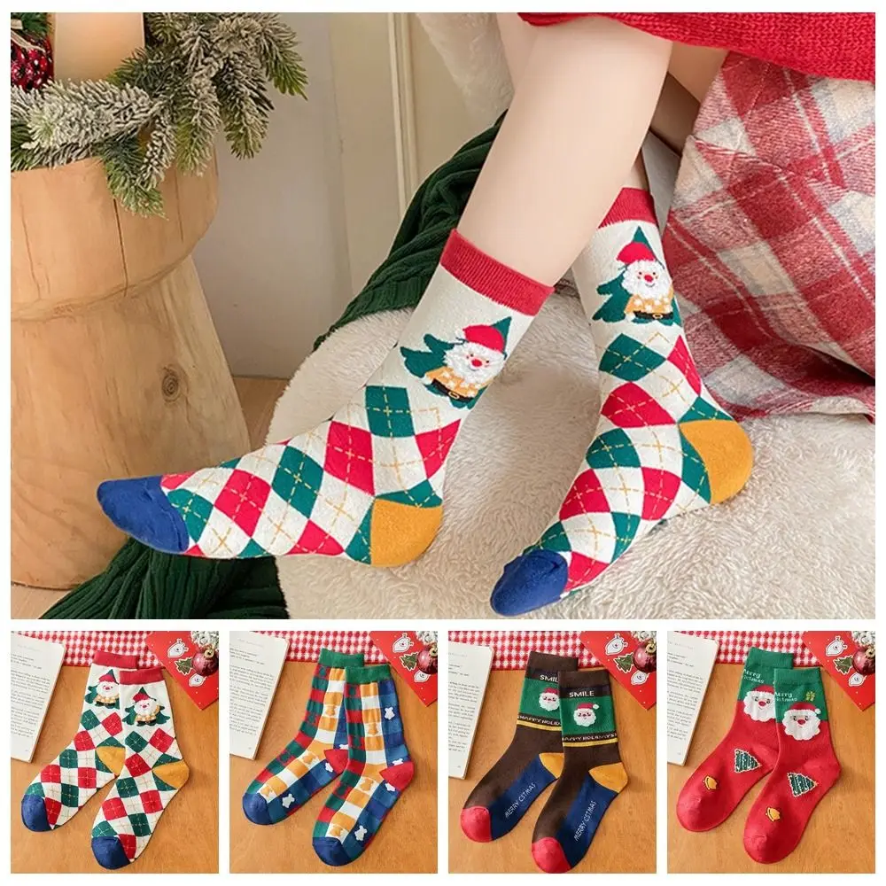 Soft Christmas Tree Christmas Socks Thickened Warm Happy Christmas Socks Crew Socks Home Sleep Socks Santa Claus Socks Student