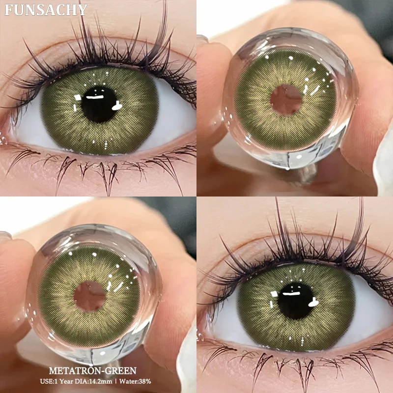 FUNSACHY 2 uds lentes verdes lentes de contacto de colores naturales para ojos lentes de contacto de ojos azules de alta calidad lentes de contacto anual hermosa pupila