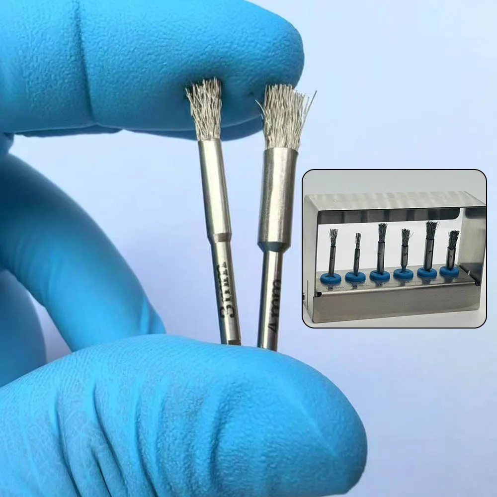

High Quality Titanium Dental Brushes 6 Pcs Set for Implant Cleaning Peri Implantitis Treatment Professional Dentistry Tool Kit