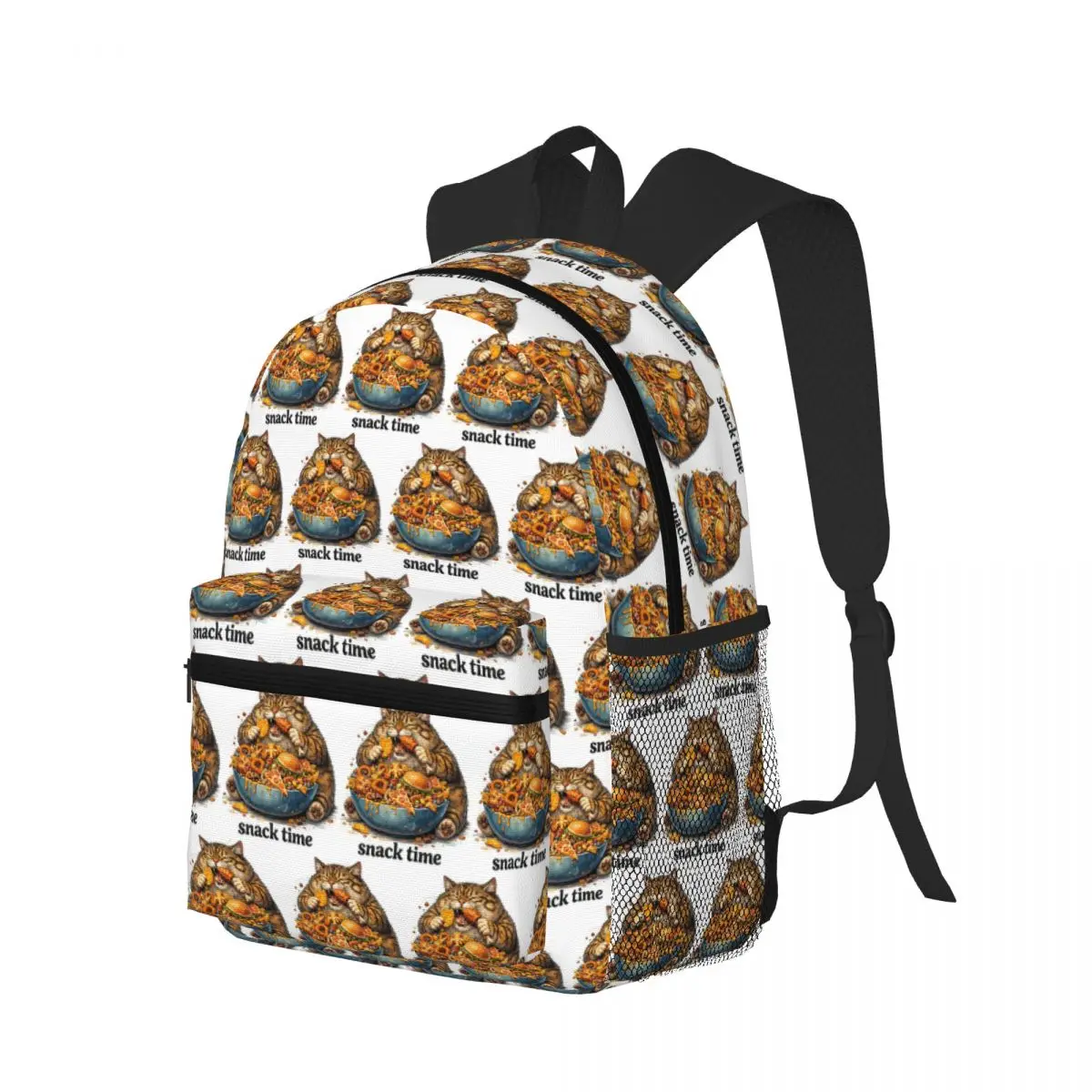 Fat Cat Eating Snack Time Student Backpack School Bag Hiking Travel Daypack for Men Women Bookbag Shoulder Bags