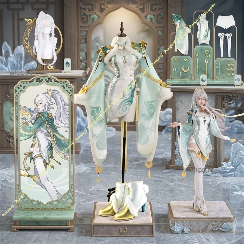 

Genshin Impact Costume Zibai Cosplay Costume Complete Set With Clothes,Wig,Shoes High Quality Halloween Play Role Clothes