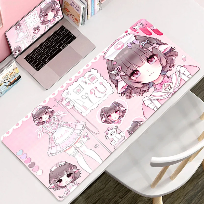 Pink Illustration Girl Mouse Pad PC Office Accessories Desk Mat Laptop 900x400 Large Anime Mousepad Keyboard Extended Carpet Rug