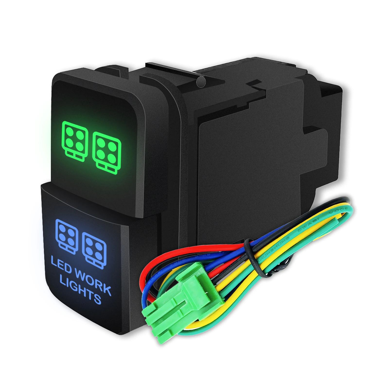 

12V Green&Blue Led Dual Push Button Switch Led Work Light Work Lights for Toyota Prado 4Runner Landcruiser Cruiser Tacoma Hilux