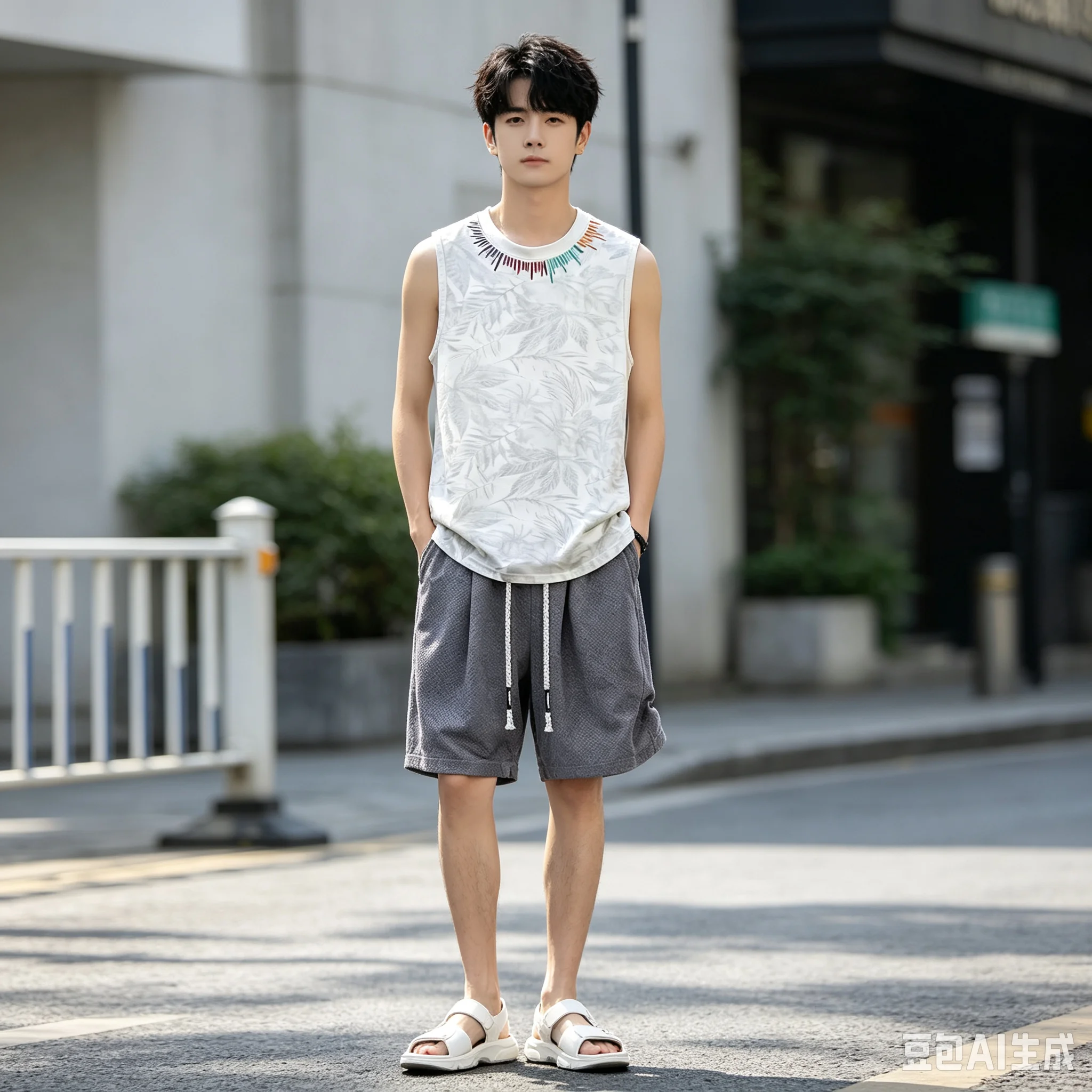 Sports vest men's set, summer fashion brand sleeveless T-shirt, camisole men's set, paired with sports shorts