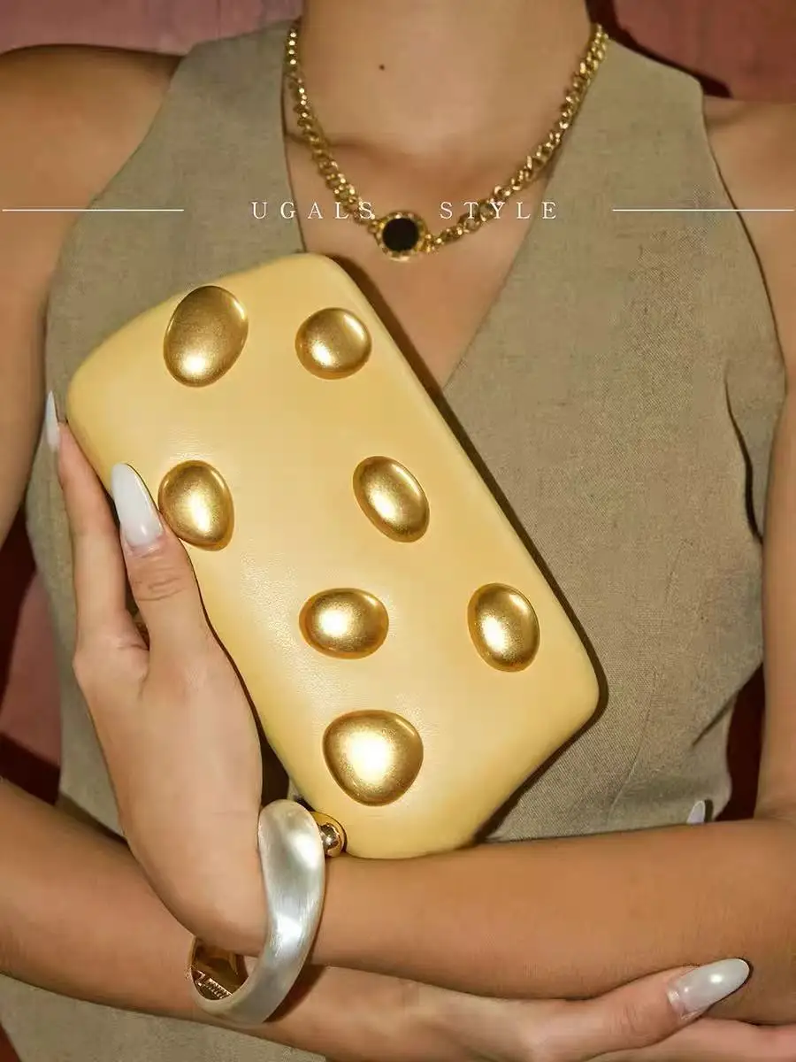 

Luxury Gold Rivet Banquet Bag Fashion Women Handbag Wedding Party Clutch Purse Female Casual Bag Shoulder Crossbody Bag