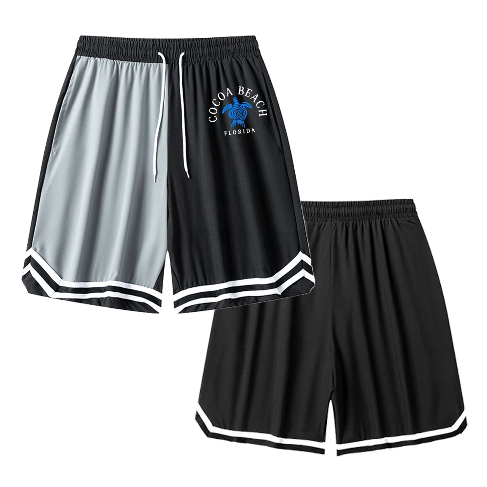 

Men's Quick Drying And Breathable Athletic Shorts Striped Basketball Shorts With Contrasting Colors And Drawstring Adjustment