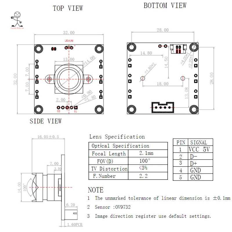 وحدة كاميرا HBV OV9732 100 درجة 1 ميجابكسل لـ Win XP/7/8/vista/android 4.0/mac/Linux مع uvc #3