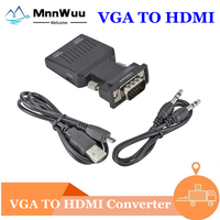 MnnWuu HD 1080P VGA to HDMI-compatible Converter Adapter With Audio For PC Laptop to HDTV Projector VGA TO HDMI-Compatible