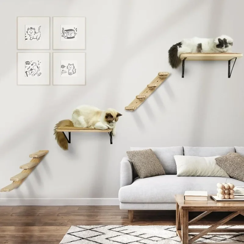 

Cat Wall Furniture Set,Cat Wall Shelves Stairs Tower Cat Climbing Shelves Scratching Perches
