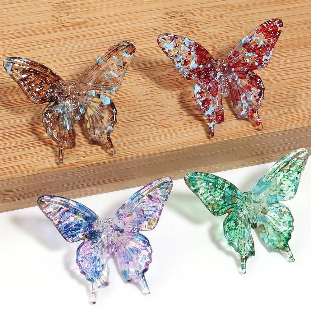 5/10 Stück Bunte Transparente Tintenbesprühte Acrylperlen Stern Blume Schmetterling Lose Perlen für Schmuckherstellung DIY Zubehör – Detail 3