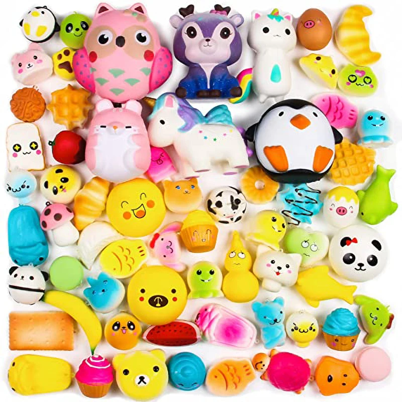 Random16Pcs Squeeze Toys Return Gift For Birthday Party Kawaii Soft Cream Scented Food And Animal Slow Rising Stress Relief Toy