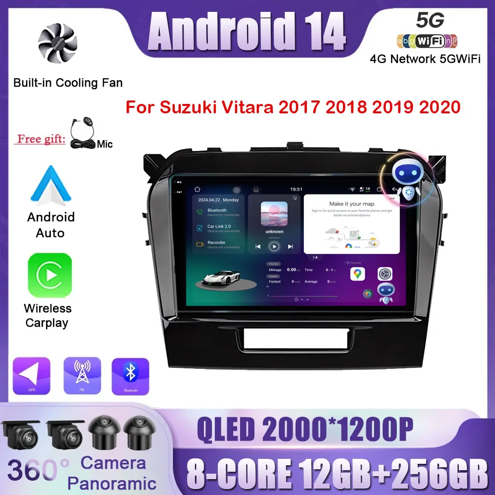 

Car Radio Multimedia Video Android 14 For Suzuki Vitara 2017 2018 2019 2020 Player Navigation GPS 4G WIFI Intelligent System