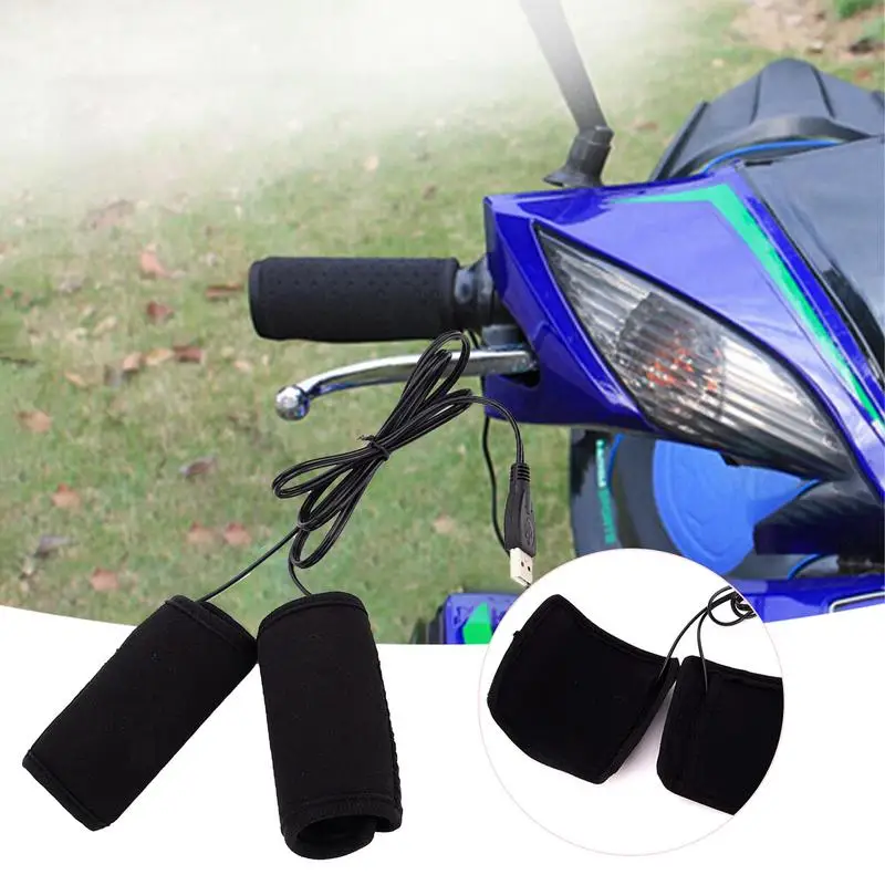 Motorcycle Heated Grips 5V Hand Grip Warmer USB-Powered Heated Grip Sleeve Handlebar Heating Grips With 3 Gear Temperature