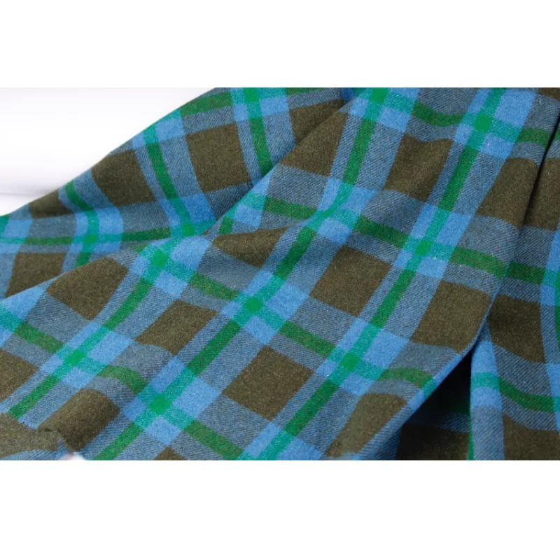 

Blue checkered woolen polyester fabric for waistcoats, trousers, skirts, design diy fabric