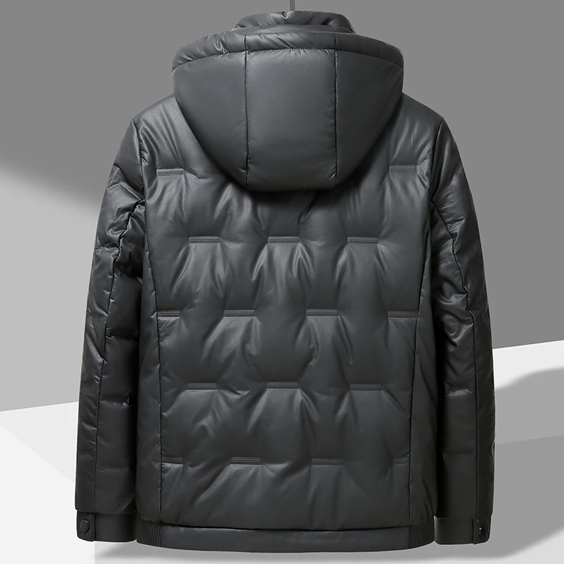 Casual 2024 Winter männer Weiße Ente Unten Jacke Outwear Einfarbig Hut Abnehmbare Warme Puffer Mantel Übergroßen Lose unten Kleidungsstück