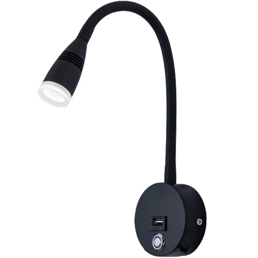 

Настенный светильник для чтения с 3-уровневой регулировкой яркости, сенсорным управлением, прикроватная лампа для спальни, настенный светильник для изголовья кровати, питание от USB, вилка стандарта ЕС