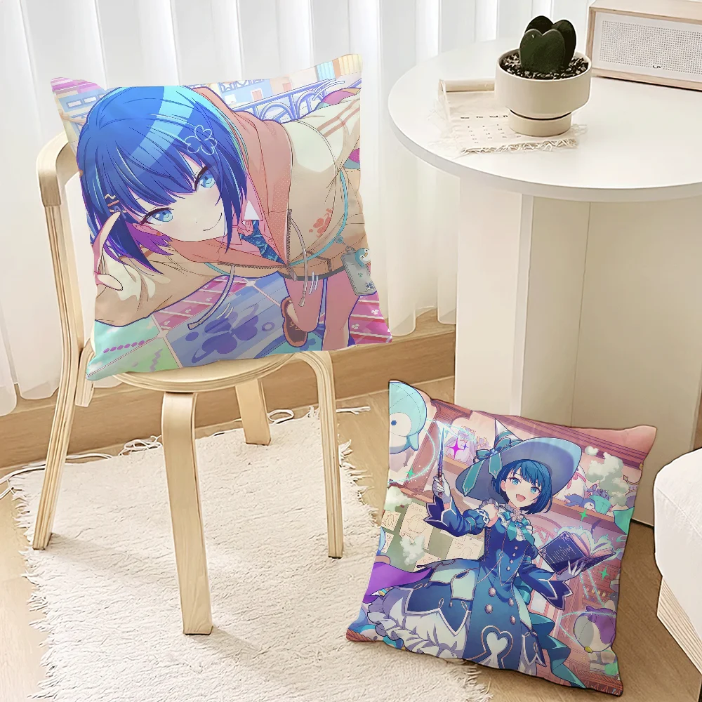 Kawaii Haruka Kiritani Pillow Case Sofa Decorative Home Double-sided Printing Short Plush Cushion Cover