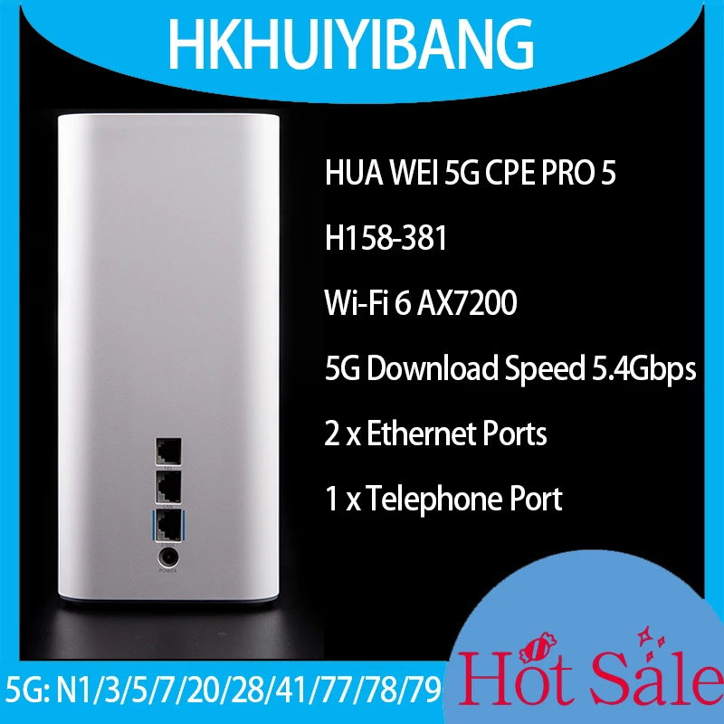 

HUA WEI 5G CPE PRO 5 H158-381 Загрузка 5,4 Гбит/с Wi-Fi 6 7200 Мбит/с Беспроводной маршрутизатор 5G 4G Cat20 LTE Wi-Fi модем со слотом для SIM-карты