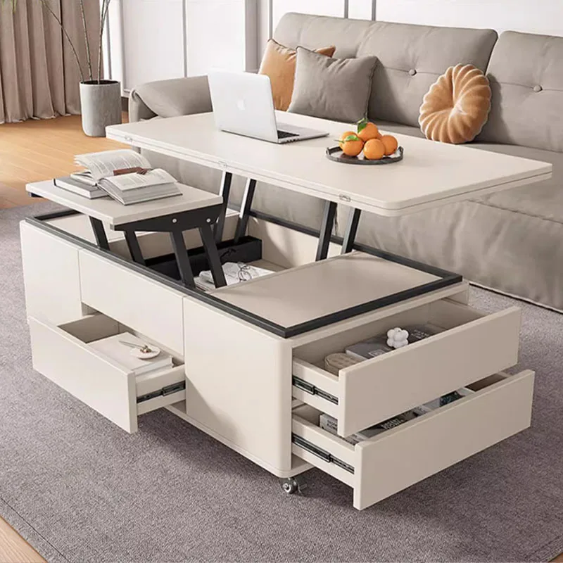 Kawaii Design Coffee Table Storage Rectangle Floor Modern Nordic Coffee Table Whit Minimalist Mesita Auxiliar Home Furniture