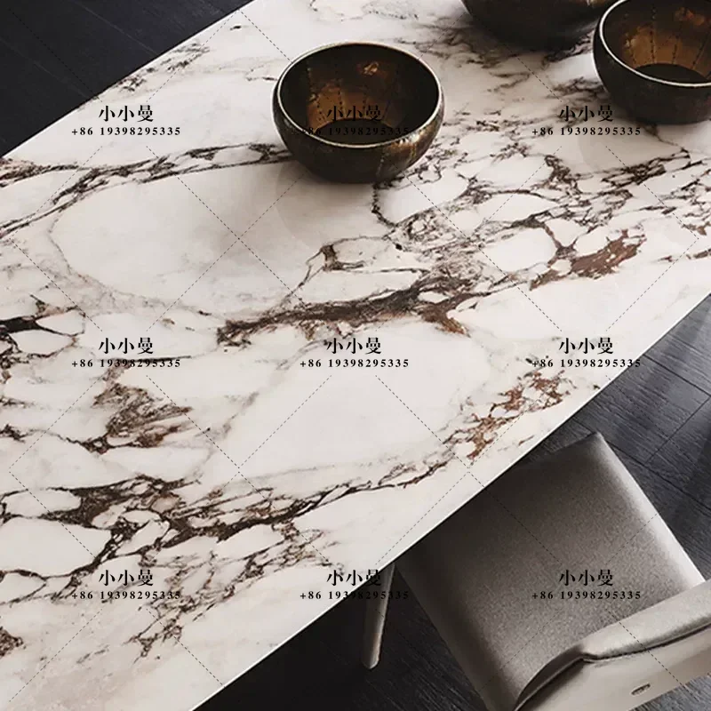 Italian Luxury Stone Slate Dining Table for Villa Home Modern Simple Minimalist Marble Design
