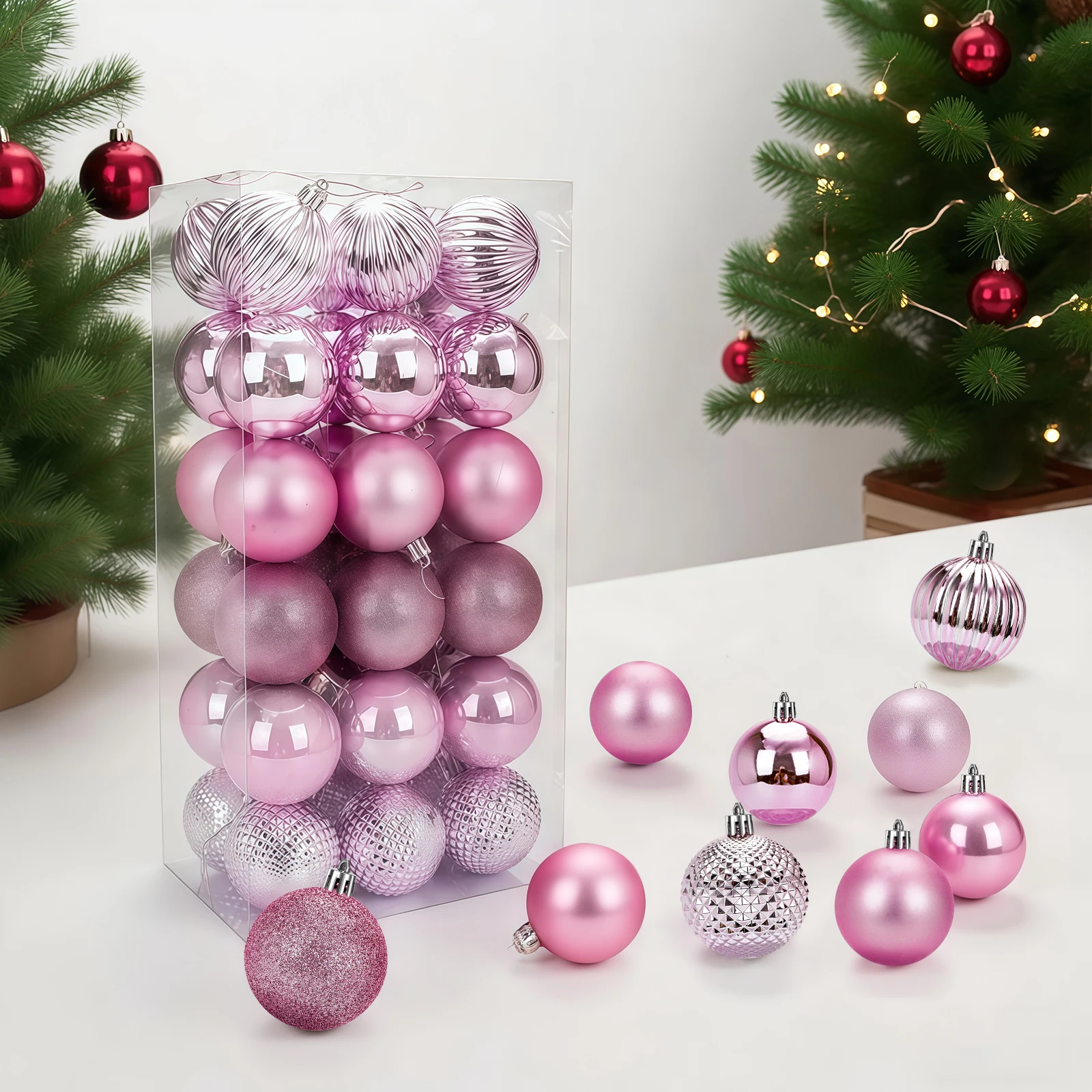 36-teiliges Weihnachtskugel-Dekorationsset, bunte Weihnachtskugeln, erhältlich in verschiedenen Farben