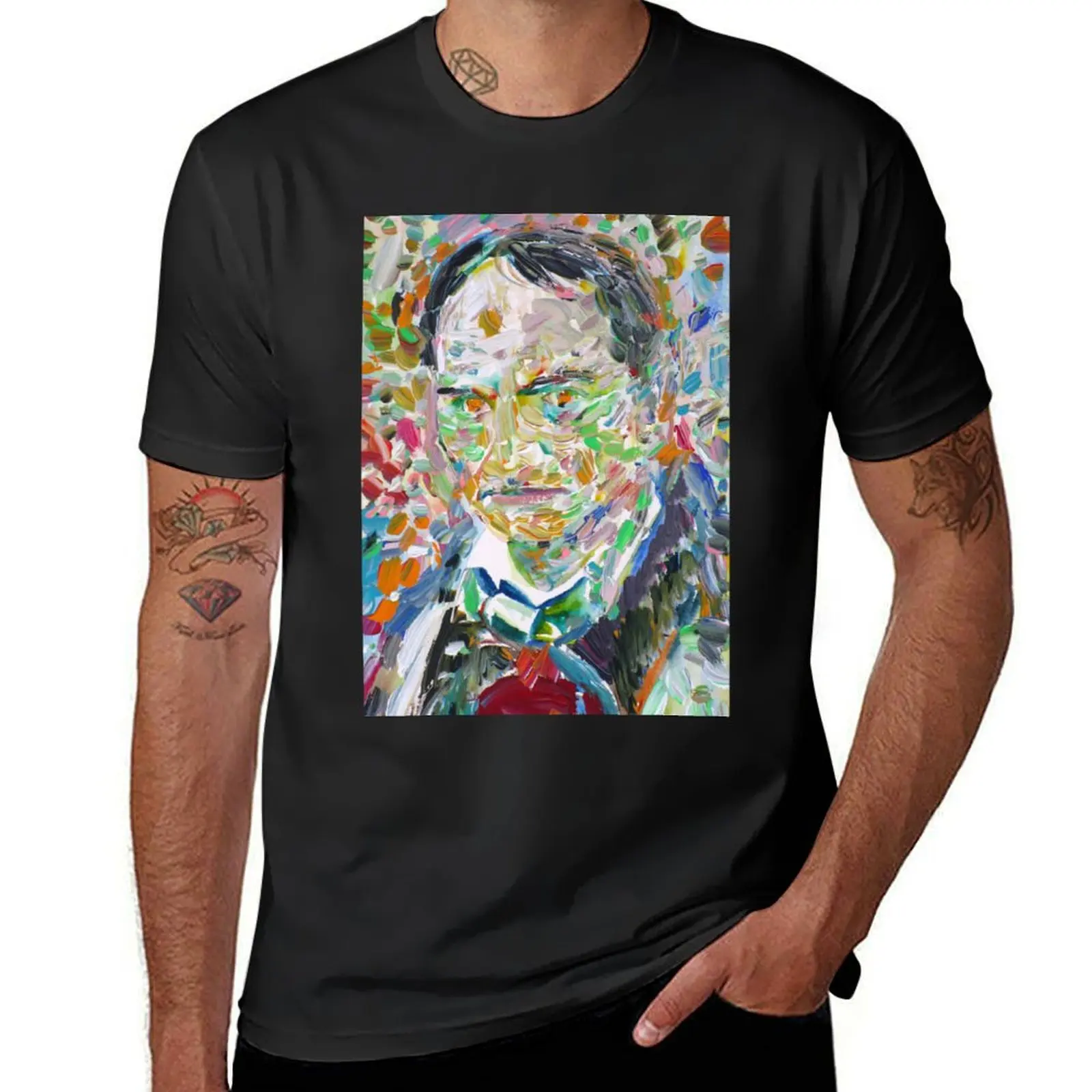 CHARLES BAUDELAIRE acrylic portrait T-Shirt plus sizes sweat oversized mens clothing