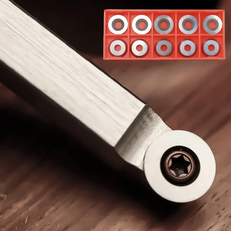 Round Carbide Insert Cutter 10pcs 15mm(3/5\'\') x2.5mm 30 Degress Cutter for Wood Lathe Turning Hollower Tool 12x2.5mm 30D