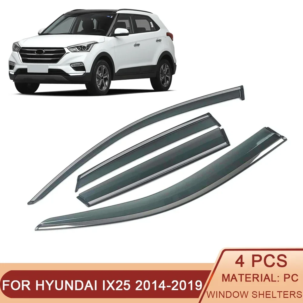 

For HYUNDAI Creta Cantus IX25 2014-2019 Car Window Sun Rain Shade Visors Shield Shelter Protector Cover Trim Frame Sticker