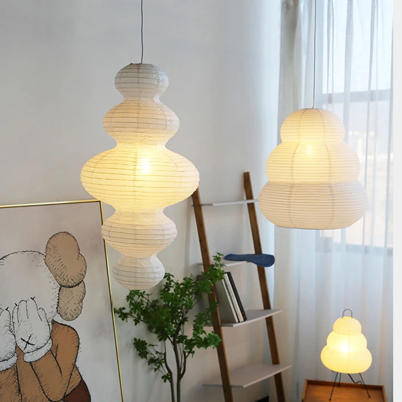 Japanese Akari Rice Paper Lamp Nordic Noguchi Yong Pendant Lamp Living Room Bedroom Corner Nordic Wabi Sabi LED Hanging Lamp