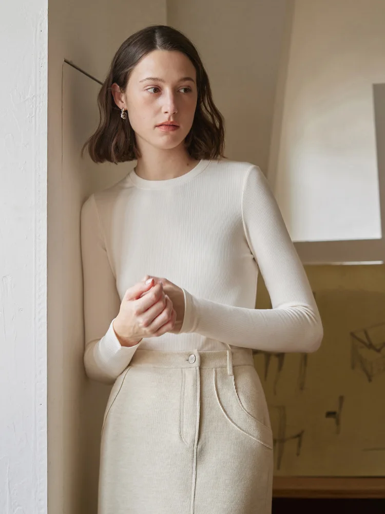 

Зимняя шелковая толстая футболка с начесом, женская теплая утолщенная тонкая самонагревающаяся базовая рубашка, топы