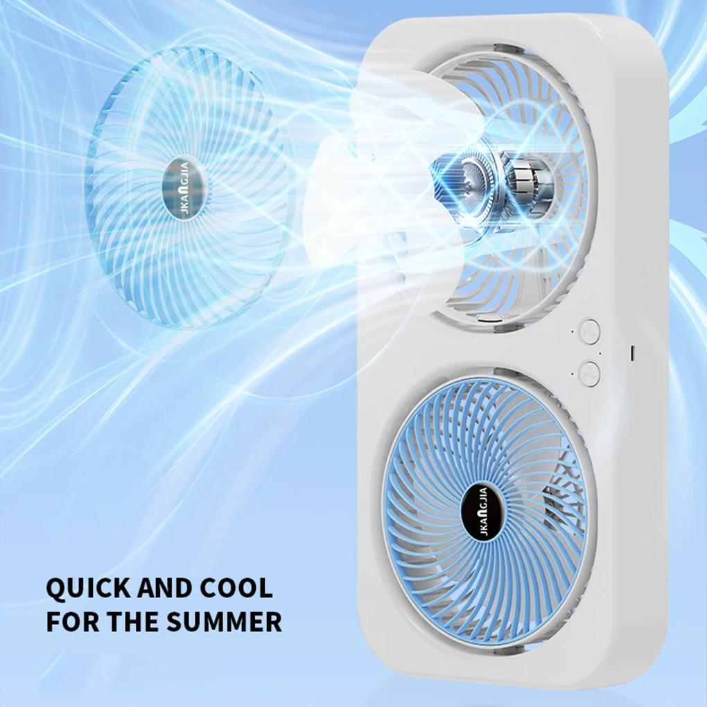 

Настенный настольный вентилятор с двумя головками, портативный, двунаправленный, с мощным обдувом, для дома и офиса, энергосберегающий