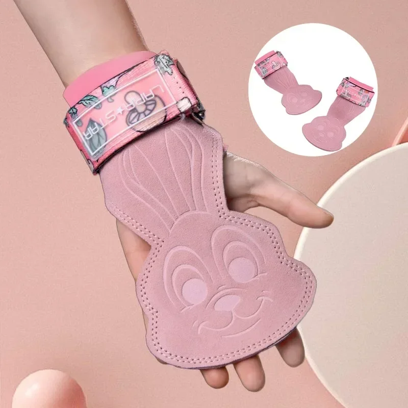 Women Weight Lifting Fitness Gloves Rabbit Pattern Gym Palm Protector Deadlifts Bodybuilding Pull-up Bench Press Wrist Straps