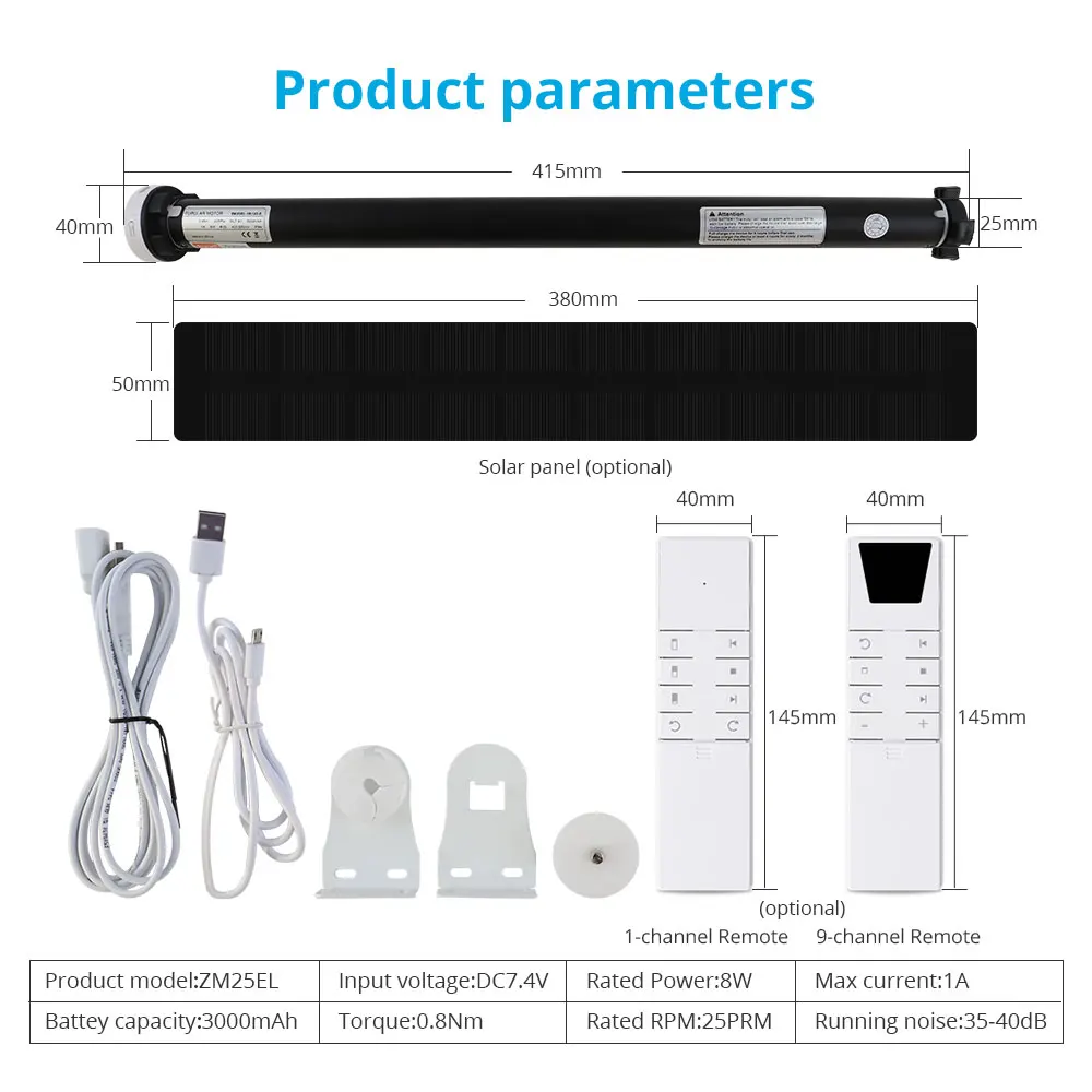 Intellithings Tuya Zigbee Electric Roller Shade Blinds Motor Bulit in Battery for 37 38mm Tube Alexa Google Home Voice Control