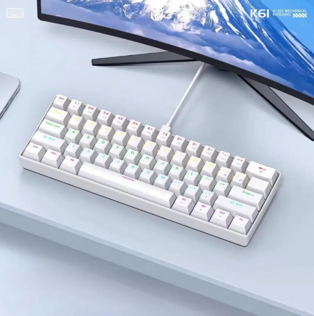 Mechanical keyboards Teclado mecanico 60% gaming keyboard gamer pc teclados laptop oficina mini key board klavye teclas white