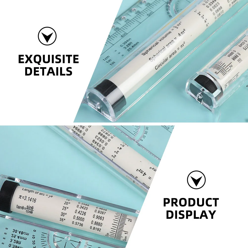 مسطرة دوارة لتصميم الرسم أداة قياس متعددة الأغراض مع منقلة لقياس الزاوية الدقيقة مسطرة الرسم #3