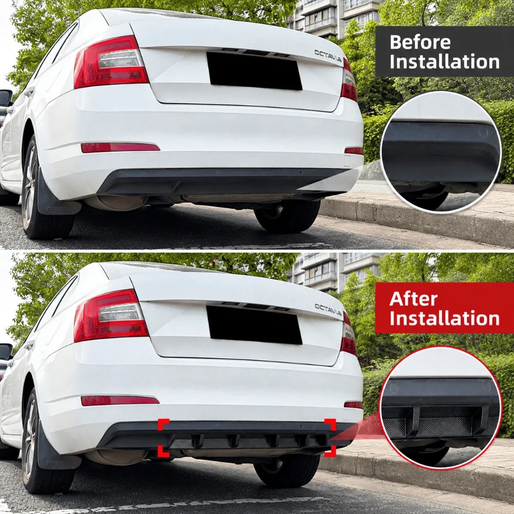 Rear Bumper Diffuser For Skoda Octavia MK3 2015-2017 Rear Lip Spoiler Body Kit Exterior Styling Auto Accessories Car Tuning Part view 4