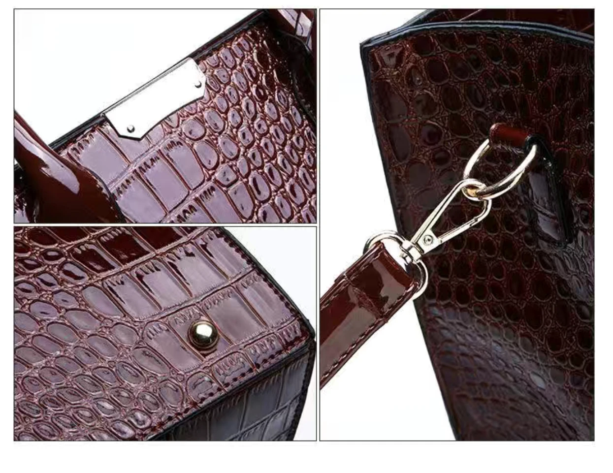 Crocodile Print Handbags for Women, Tote Bags, Adjustable Strap, Top Handle Bag, Large Capacity, Crossbody Bags, Work,