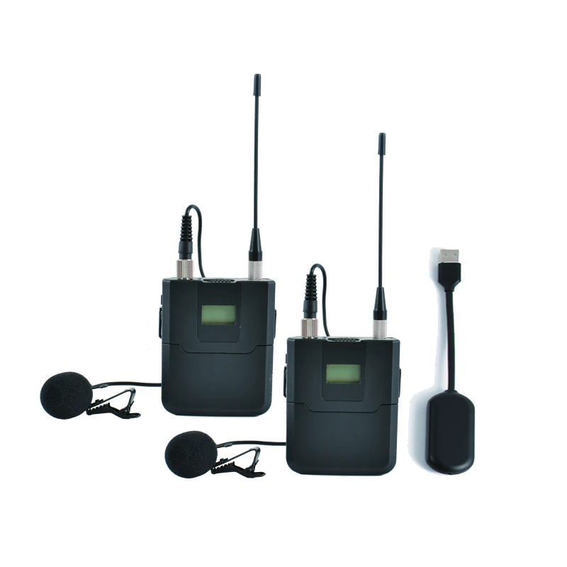 

Mini Dual UHF Wireless Lavalier Microphone Earphone for Type-C Phone Connected to USB Input Plug And Play