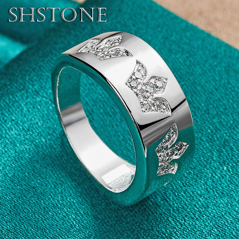 

SHSTONE 925 Sterling Silver Rings Inlay AAA Zircon Crown Ring For Women Party Wedding Bands Lady Fine Jewelry Accessories