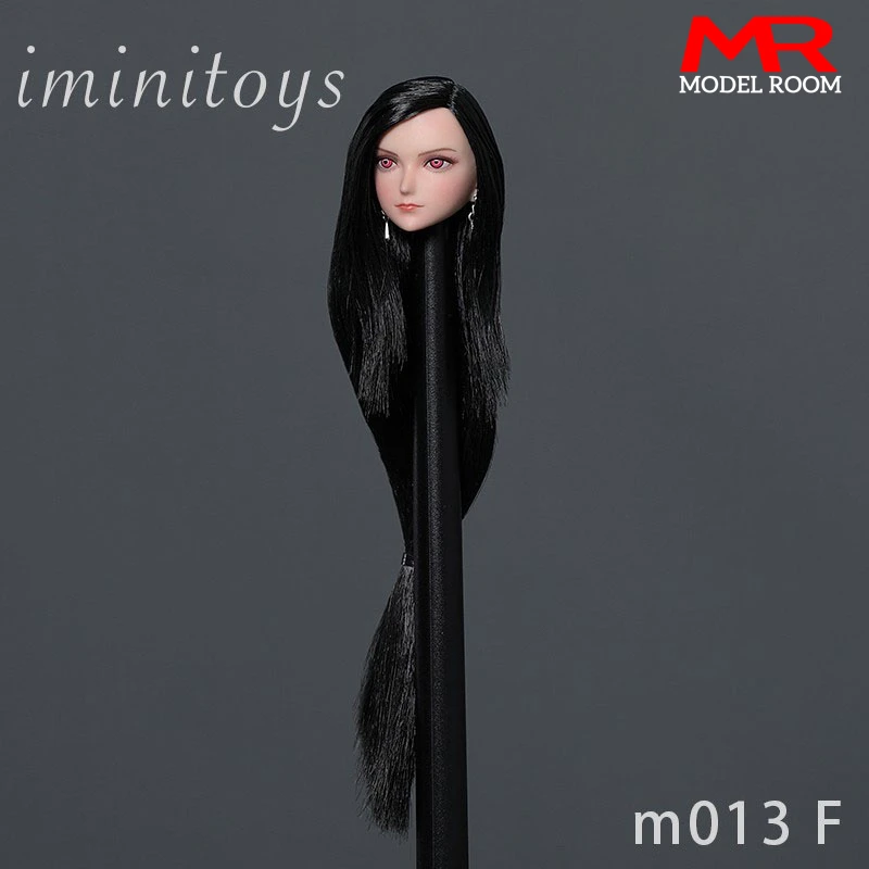 Iminitoys M013 1/6 Anime Girl Cosplay Head Sculpture Carving Model with Earrings Fit 12'' TBL JIAOU Pale Action Figure Body Doll