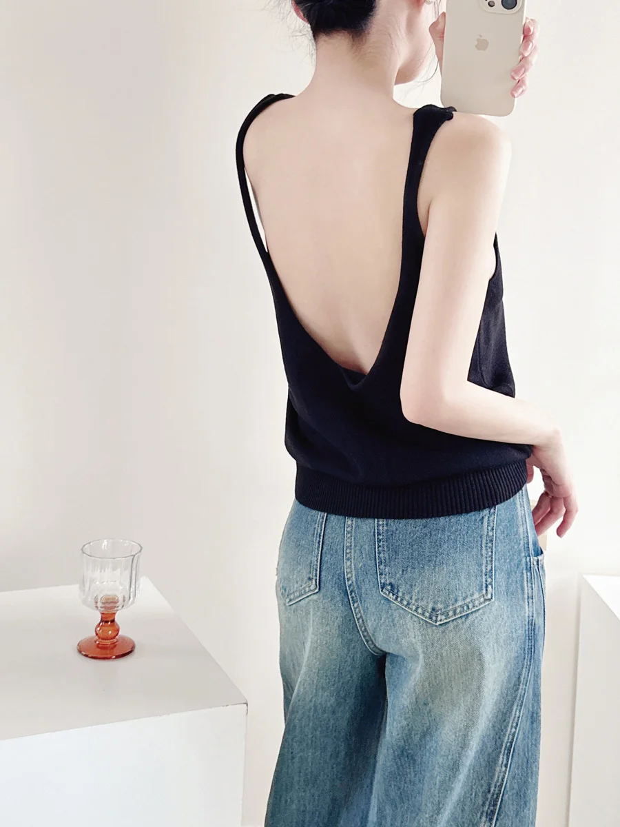 

Summer New Sexy Bal Loose Ice Silk Knitted Tube Top Hot Girl Bla Svel Vest Women's Faion Trend Transparent Design