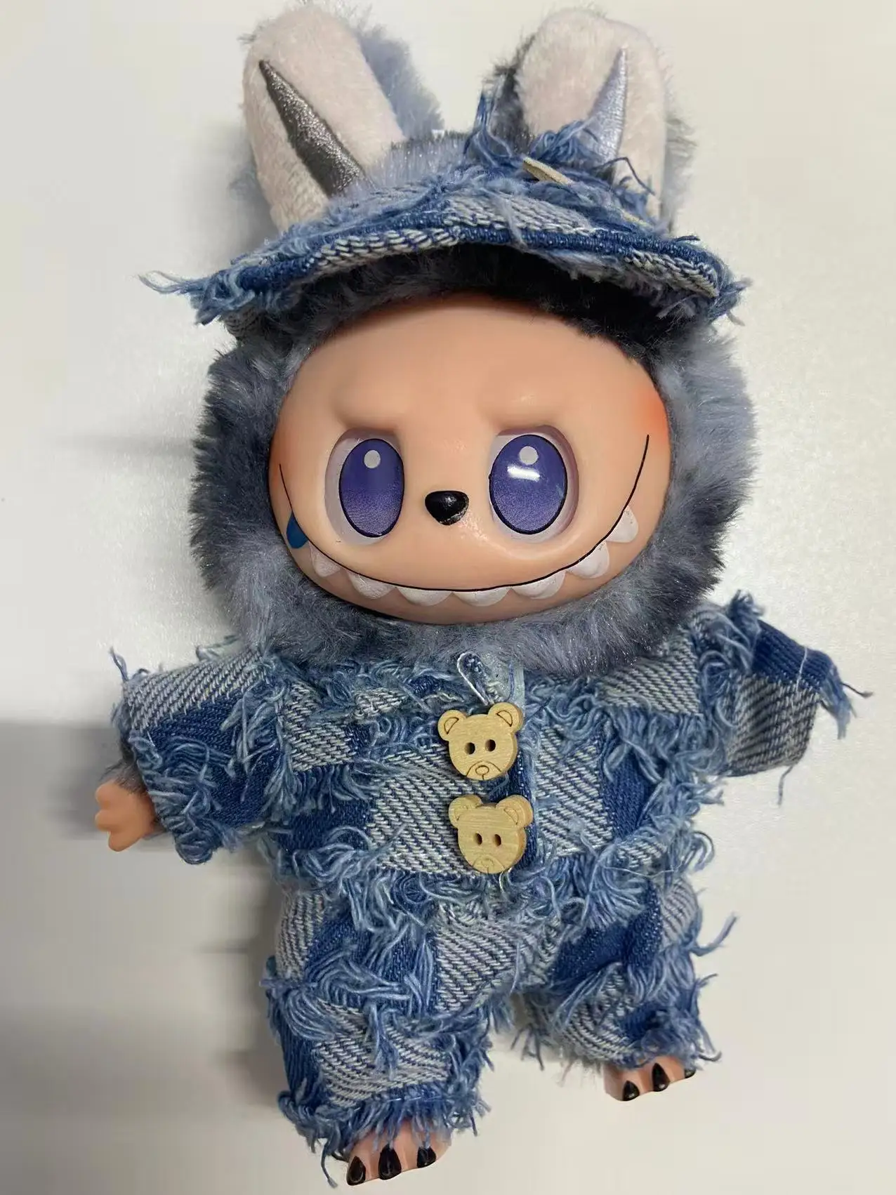 Cute Labubu Bunny Doll Accessories with Knitted Clothes Rabbit Ears Hat Heart Sweater for Toy Collectors Labubu Clothes