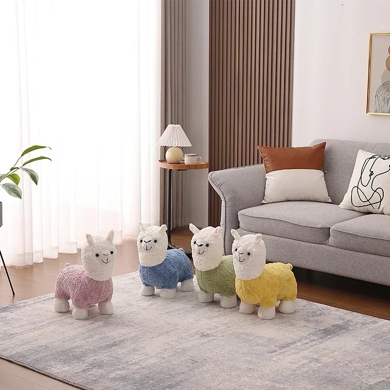 

Alpaca Cartoon Chair Living Room Shoe Changing Stool Children Sofa Leisure Stool Creative Cute Animal Stool Birthday Gift Decor