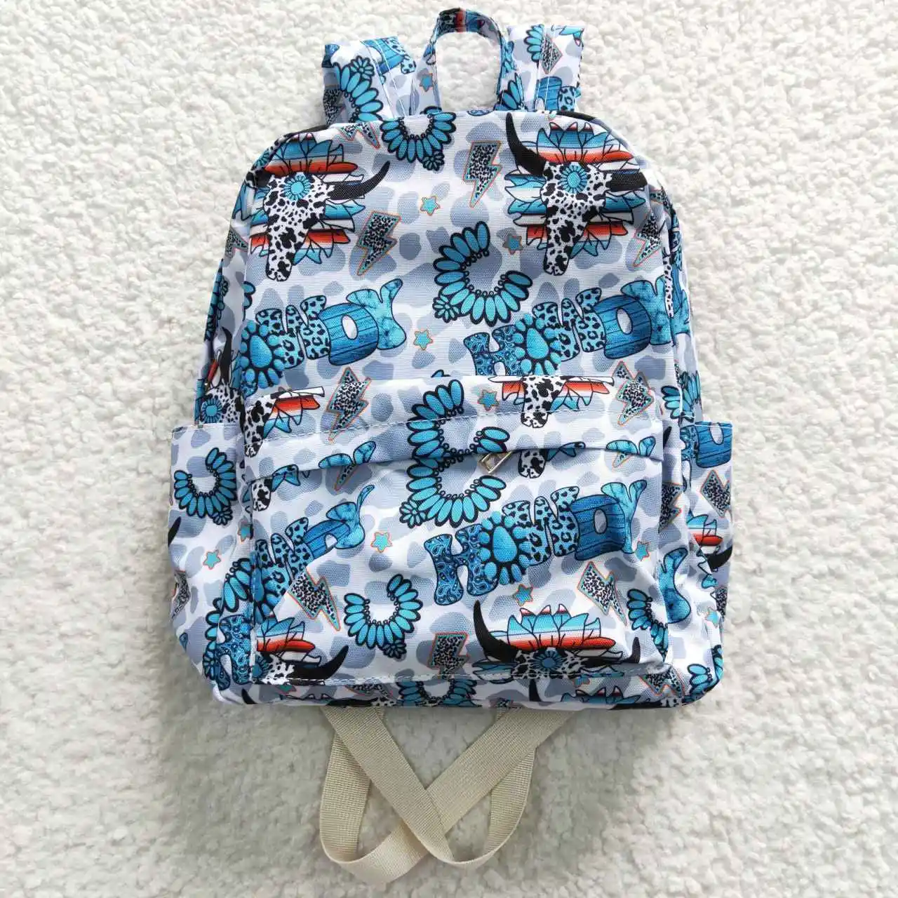 BA0076 Wholesale Boutique new children's howdy blue and white leopard print backpacks Summer Boutique bags
