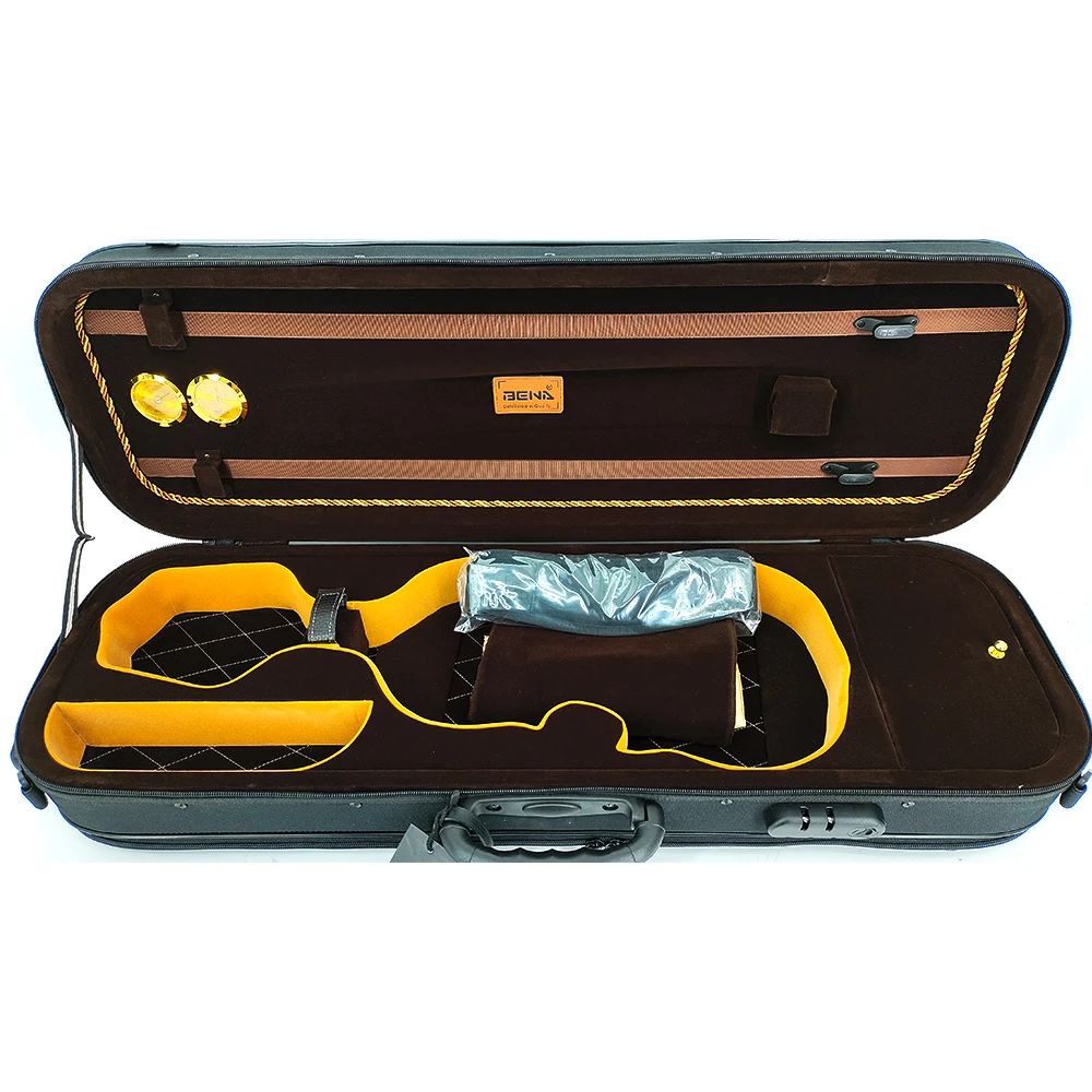 High quality canvas violin case 4/4 foam violin case with shoulder strap cloth cover humidifier hygrometer violin case 4/4