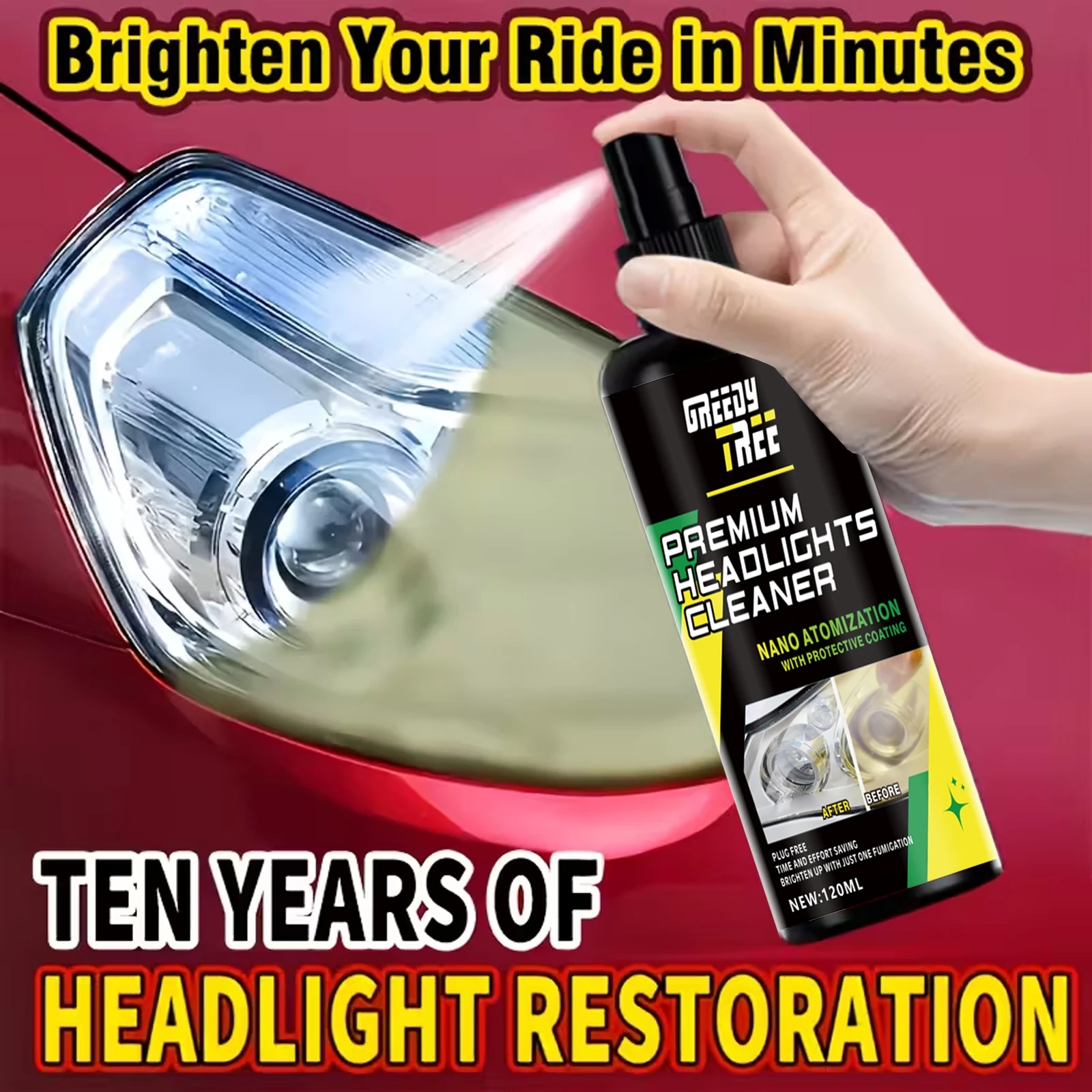 Headlight Restoration Kit - Advanced Ceramic Coating, Eliminates Yellowing, Restores Clarity & Brightness, Long-Term Protection