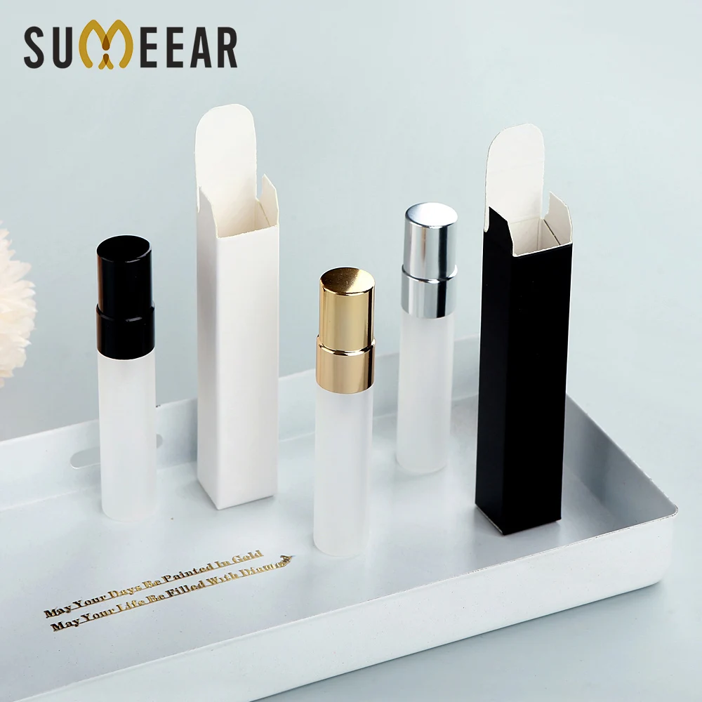 

50 PCS / 100 PCS per set, 5ml frosted glass spray bottles - compact and portable perfume spray bottles with boxes.